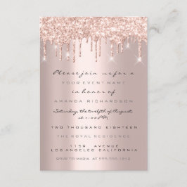 Convites Glitter Spark Drips Rosa Chá de panela Sweet 16th