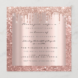 Convites Glitter Spark Drips Rosa Glitter Bridal Doce 16º
