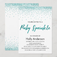 Glitter Teal Confetti e Typography Baby Sprinkle