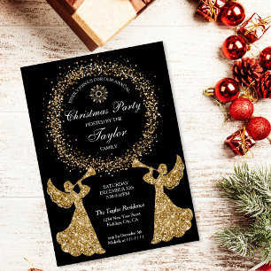Convites Glitter Trompeando Anjo Festa Corporativa de Natal