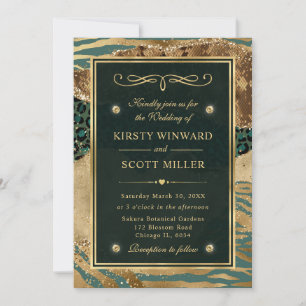 Convites Glitter Verde Dourado Casamento Ágata Jungle