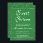 Convites Glitter Verde e Festa de aniversário de Sparkle Sw<br><div class="desc">Glitter Verde e Sparkle Doce 16 Convite. Este convite é perfeito para uma Festa de aniversário de 16 "Green Themed Girl" que procura comemorar em Green and Silver Foil. Entre em contato com o designer para obter itens correspondentes.</div>