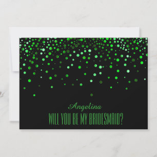 Convites Glitter Verde Negro, será minha dama de honra?