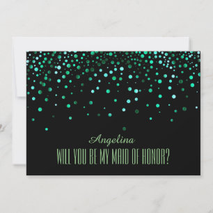 Convites Glitter Verde Negro Você será minha MADRINHA DE CA