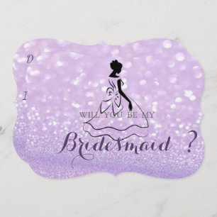 Convites Glittery Bokeh Elegante, Silhouette Bridesmaid Car
