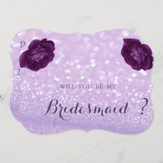 Convites Glittery Bokeh, Rosa Bridesmaid Card (Frente/Verso)