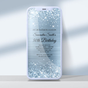 Convites Glittery Light Blue Foil 50º aniversário