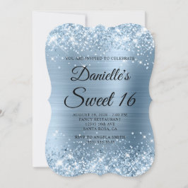 Convites Glittery Light Blue Foil Sweet 16