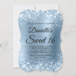Convites Glittery Light Blue Foil Sweet 16