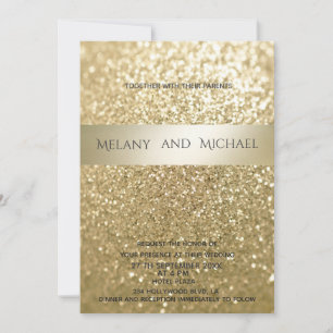 Convites Glittery rico elegante, banda de ouro moderna