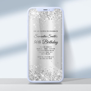 Convites Glittery Silver Shimmer Ombre 50º aniversário