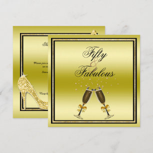 Convites Glittery Stiletto, Champagne & Music Fabulous 50