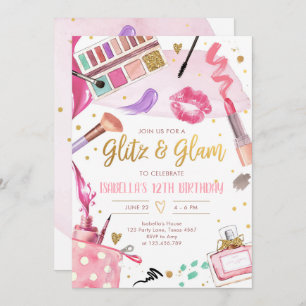 Convites Glitz Glam Glamor Spa Party Makeday 
