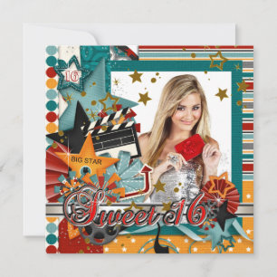 Convites Glitz Glamor Estrela de Cinema Sweet 16