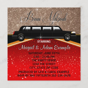 Convites Glitz Glamor Red Carpet Movie Star B'nai Mitzvah