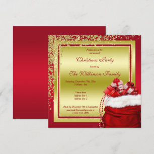 Convites Glitzy Dourado Confetti e presentes de Papais noei
