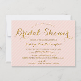 Convites Glitzy Dourado Glitter Chá de panela Invite - Blu