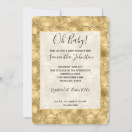 Convites Glitzy Dourado Glitter Giraffe Impressão