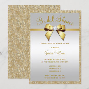 Convites Glitzy Dourado Glitters e Chá de panela de Arco G