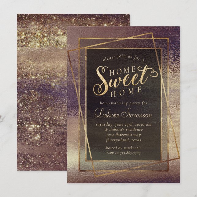 Convites Glitzy Foil | Abastecimento doméstico em cobre de  (Frente/Verso)