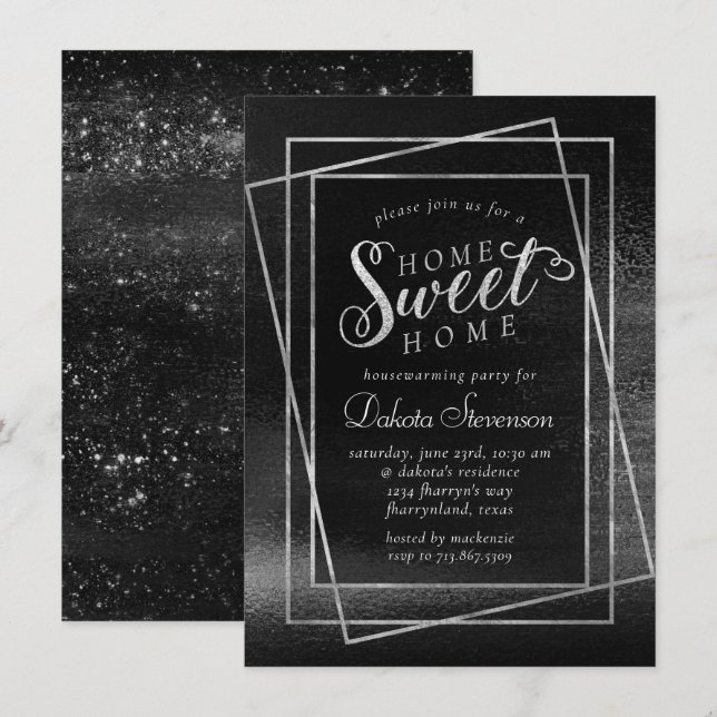 Convites Glitzy Foil | Aquecimento Doméstico do Shimmer de  (Frente/Verso)