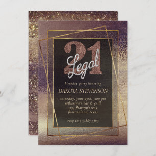 Convites Glitzy Foil Cobre 21 de bronze de Ouro e Legais