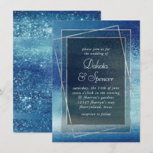 Convites Glitzy Foil   Faísca Azul Ice Iridescente Faux