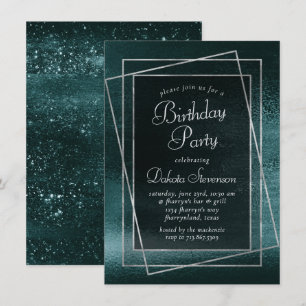 Convites Glitzy Foil Festa de aniversário de Glama Verde