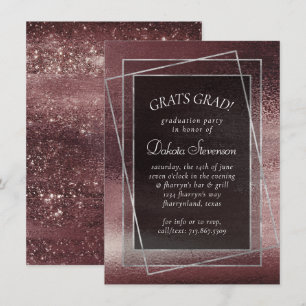 Convites Glitzy Foil   Graduação de pincel Mauve Dourada
