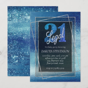Convites Glitzy Foil Ice Blue Iridescent 21 e Legal