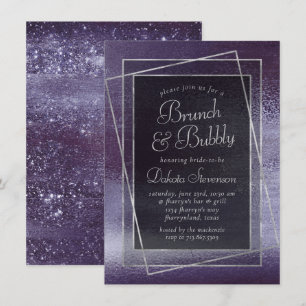 Convites Glitzy Foil   Indigo Midnight Purple Bubble Brunch