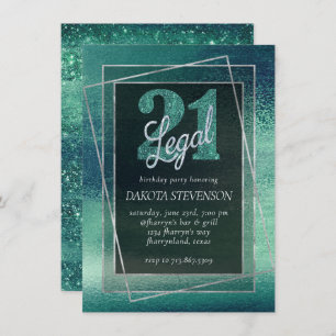 Convites Glitzy Foil   Seafoam Iridescente 21 e Legal