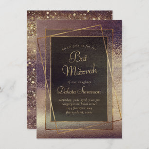 Convites Glitzy Foil Terra Cotta Orange Bar Bat Mitzvah