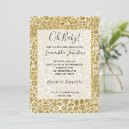 Convites Glitzy Glam Dourada Glitter Leopardo