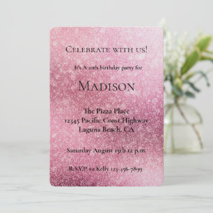 Convites Glitzy Glam Pink Sparkle Birthday