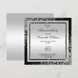 Convites Glitzy Silver Confetti Corners Party