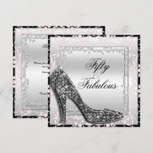 Convites Glitzy Stilettos, Diamantes e Damasco Fabuloso 50