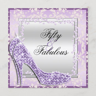 Convites Glitzy Stilettos, Diamantes e Damask Fabulous 50