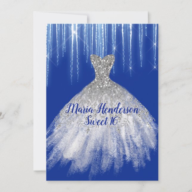 Convites Glitzy Winter Themed Sweet 16 Birthday Invitation (Frente)