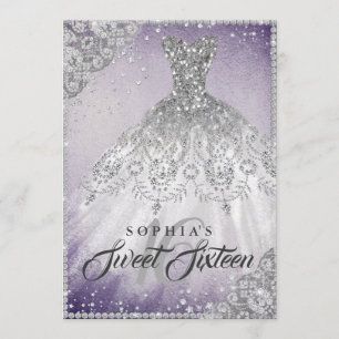 Convites Glória de Diamante Roxo Doce Dezesseis