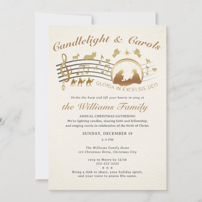 Convites Gloria in Excelsis Deo Christmas Carols Gathering (Frente)