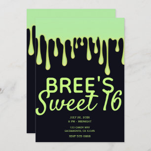 Convites Glow Verde Derrubando Halloween Doce 16 Festa