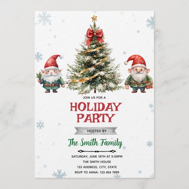 Convites Gnome Christmas Party Invitation (Frente)