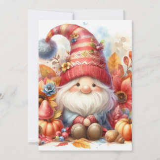 Convites Gnome do outono e texto de caligrafia de folhas em