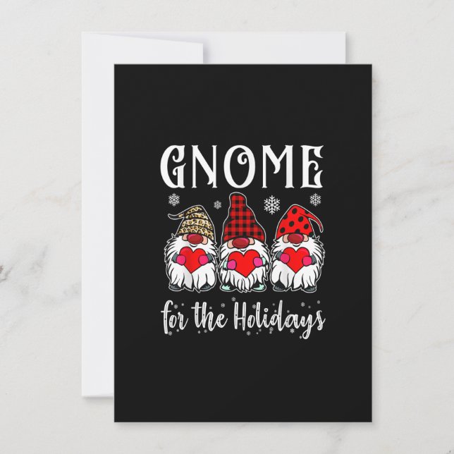 Convites Gnome Para O Natal Leopardo Xadrez 3 Gnomos Chri (Frente)