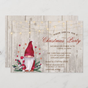 Convites Gnome Pine Tree Branches Wood Christmas Party