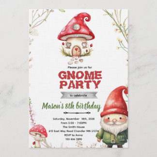 Convites Gnome theme party invitation