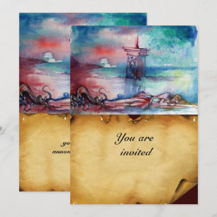 Convites GNOMO E DAMA DO LAGO Pergaminho marrom