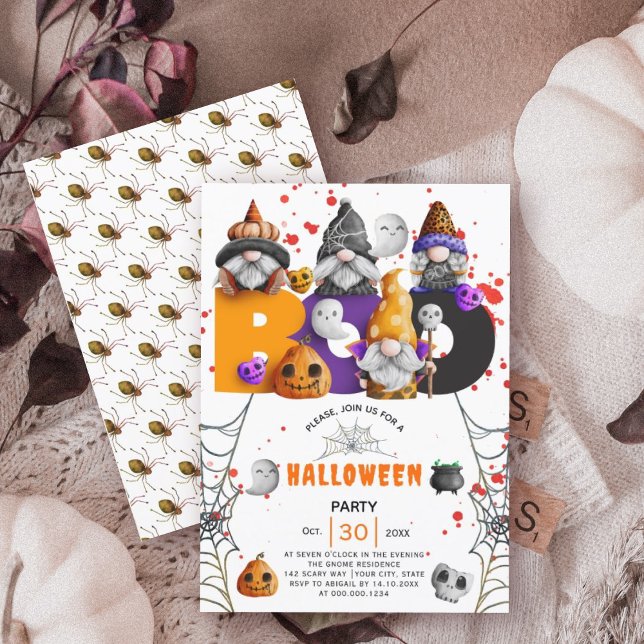 Convites Gnomos bonitos BOO Halloween (Criador carregado)