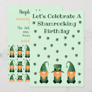 Convites Gnomos de Celebração de Aniversário em Shamroch